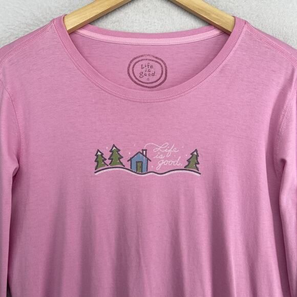 Life Is Good Tops - LIFE IS GOOD Top Womens M Village Relaxed Fit Long Sleeve Cotton Pink